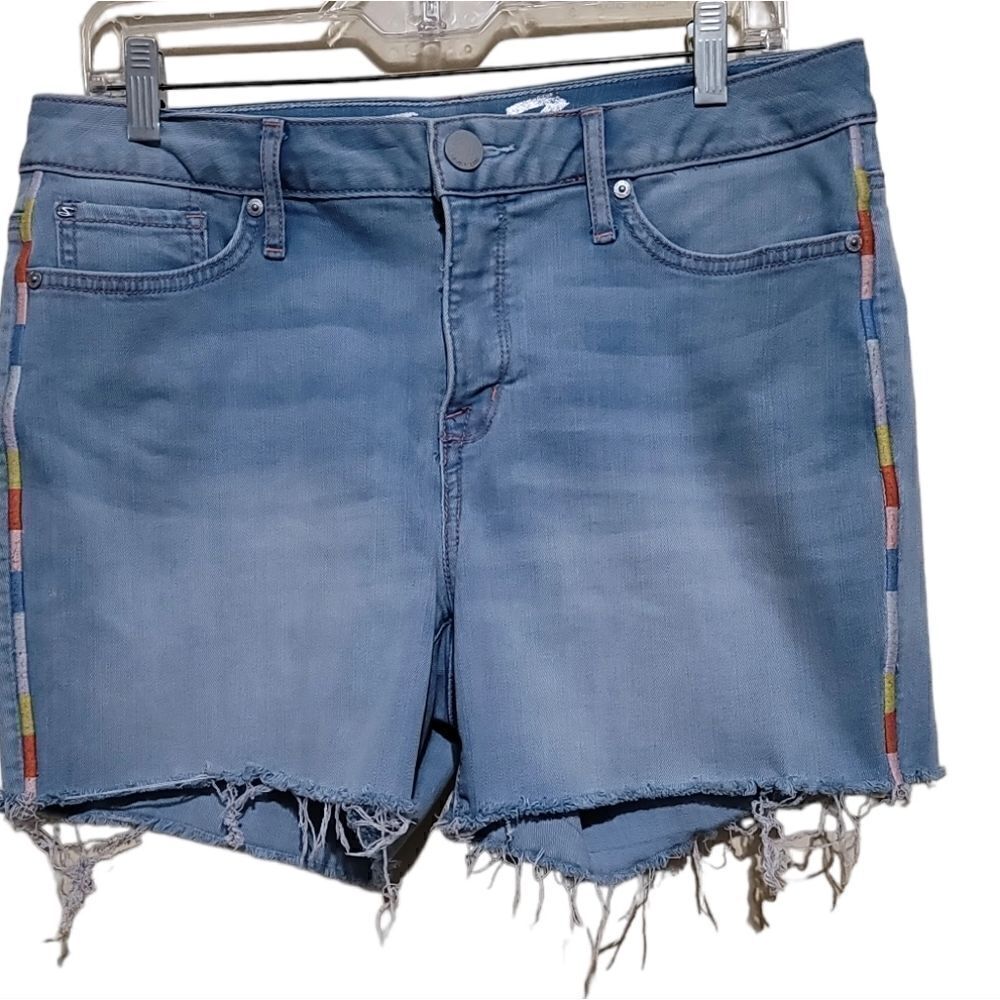 Seven7 Blue Distress Jeans Short Sz  8